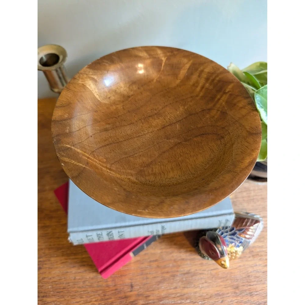 Vintage MCM Hand Turned Myrtlewood‎ Pedestal Bowl Dish Mid Oregon Decor Rustic